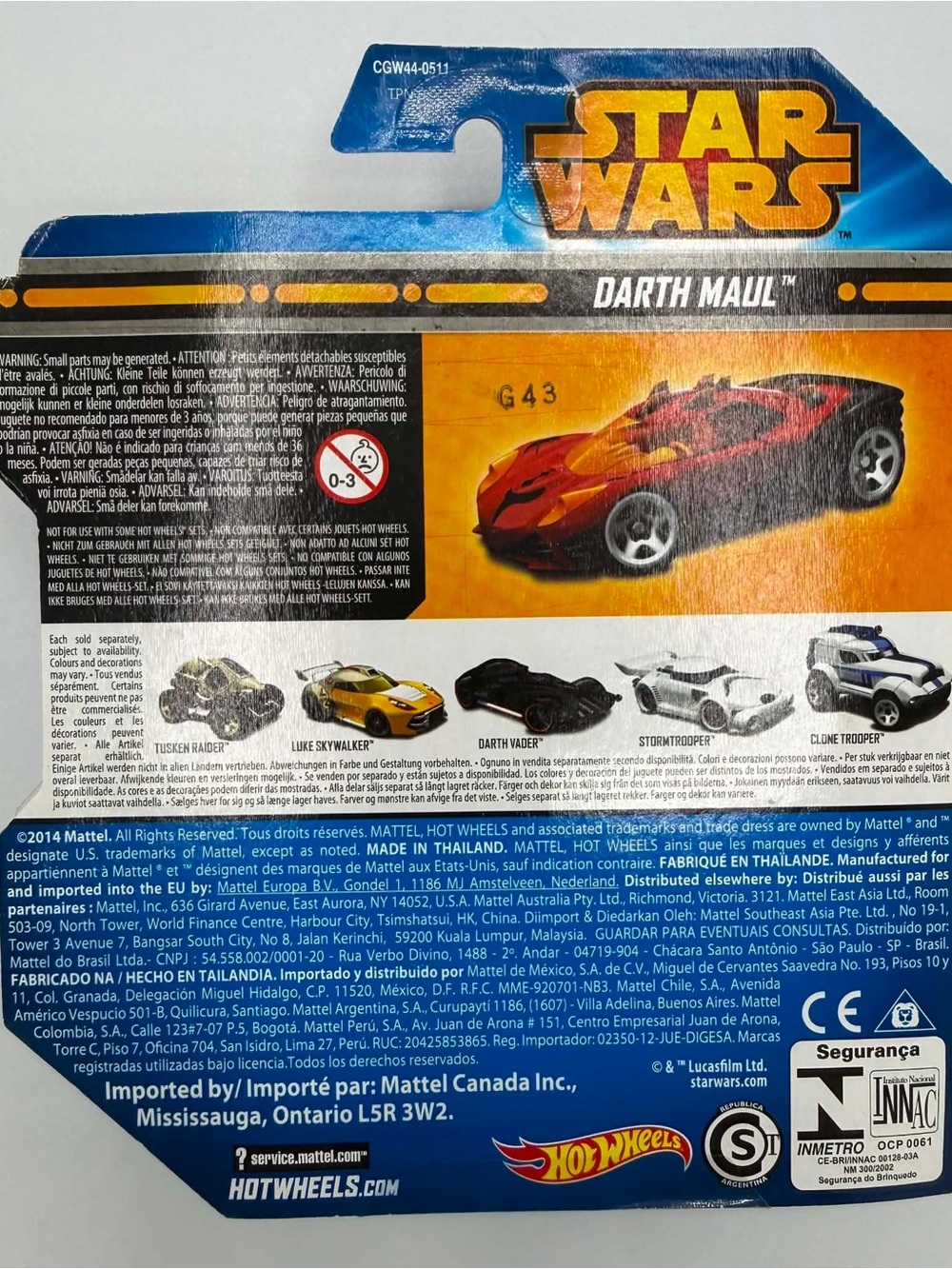 Hot Wheels Star Wars Darth Maul Die-cast Metal Car 1:64 scale Disney New 2014 - Picture 2 of 2